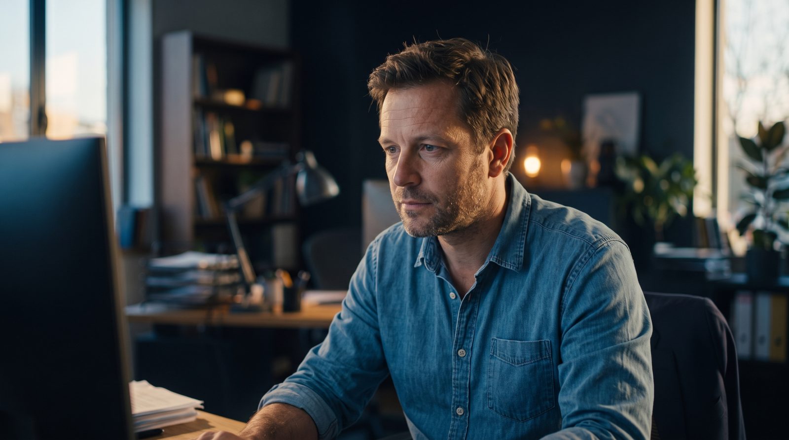 Man aan zijn bureau